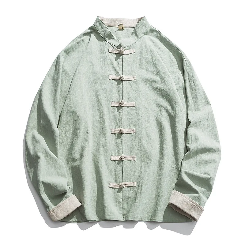Mens Linen Shirt Long Sleeve - 2020 neue Kimono Jacke Männer Traditionelle