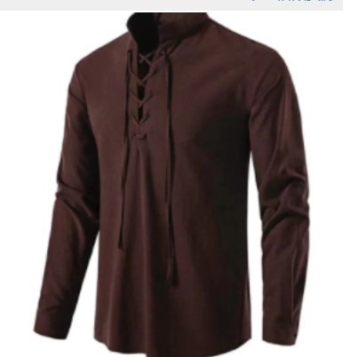 Medieval Gothic Lace Up Pirate Shirt - Herren Piratenhemd Wikinger Retro Renaissance Mittelalter