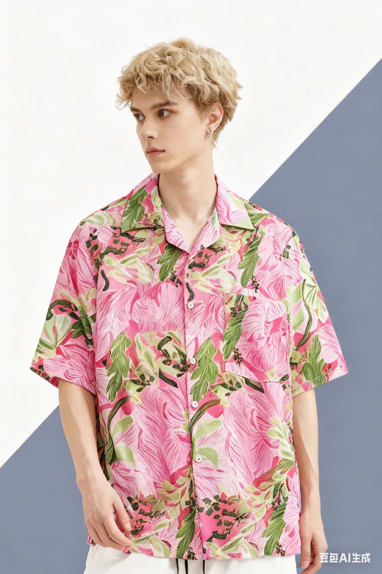 Vintage Hawaiian Floral Shirt - Vintage Strand Blusas Berufung Rosa Graffiti