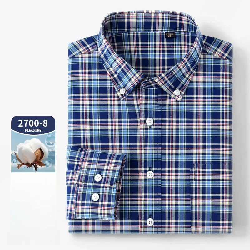 Oxford Cotton Casual Shirt Business - Hochwertiges Langarmhemd für Herren, Taschenhemd, 100