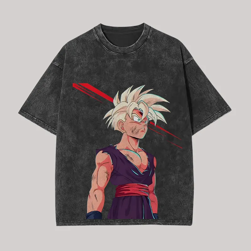 Acid Wash Vintage Graphic T Shirt - Gohan T-Shirt Dragon Ball Z Anime