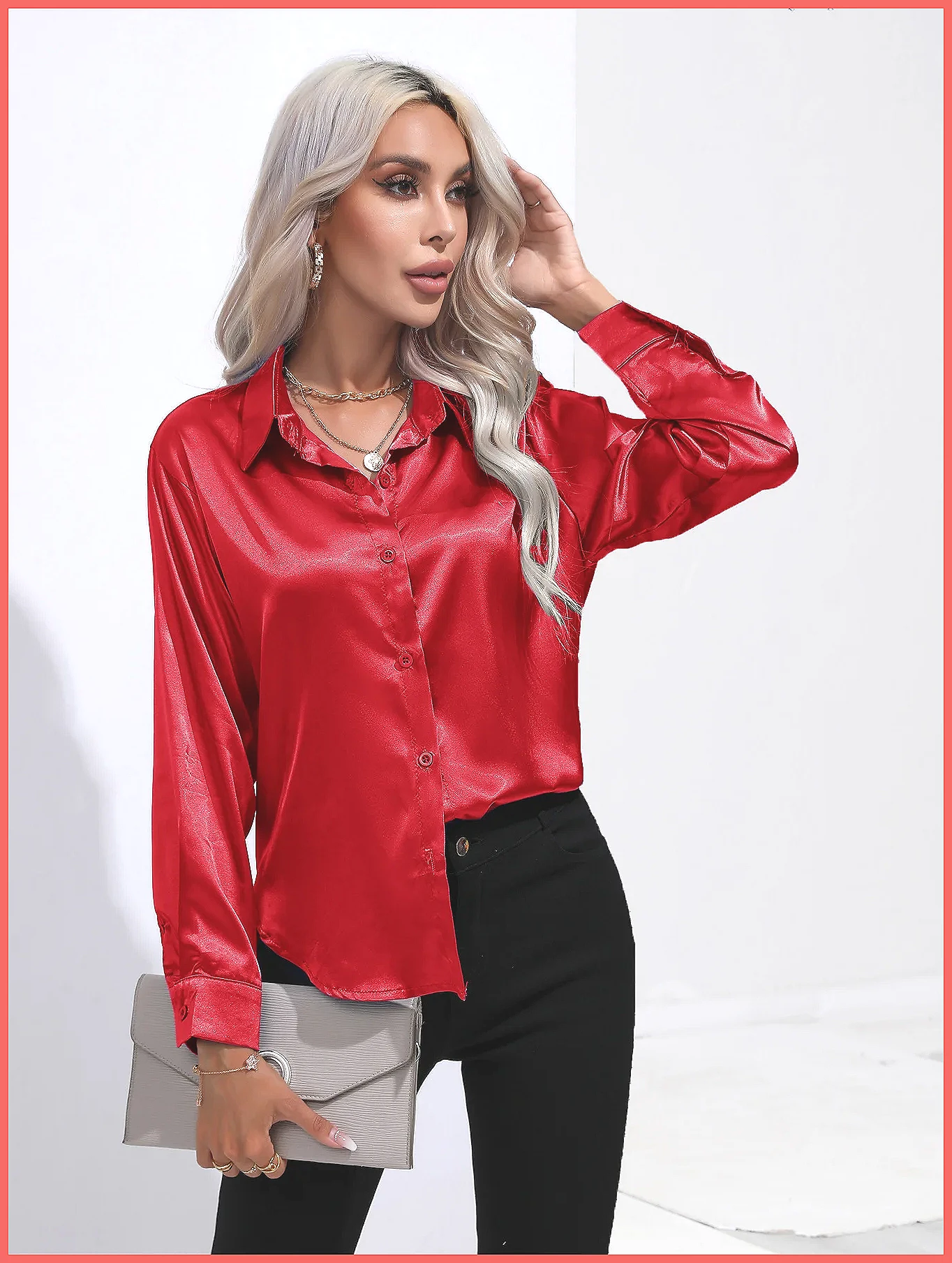 Shirts - 2025 Frühling Sommer Satin-Hemd für Damen,