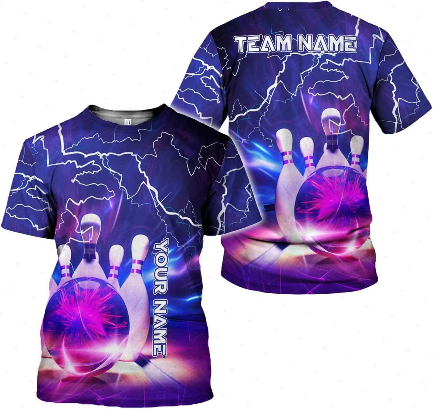 Short Sleeve Bowling Shirt Retro - Benutzerdefinierte Name Gradient Bowling Flamme Graffiti