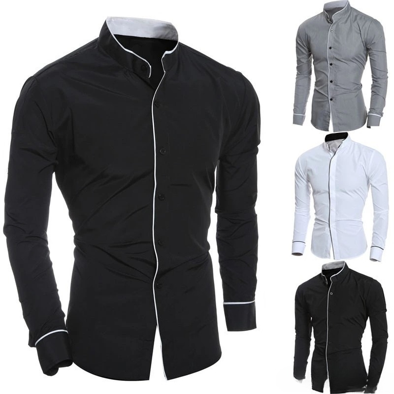 Herren Slim Fit Einfarbige Lan – Mandarin Collar Formal Shirt Slim Fit Bewertung und Preis