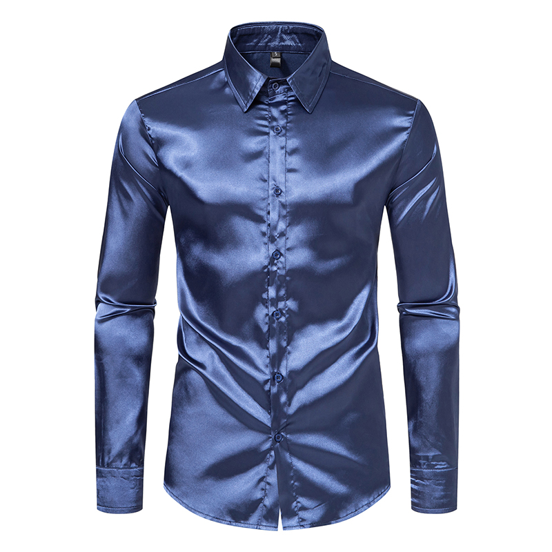 Herren-Hemd aus schwarzem Sati – Mens Satin Silk Dress Shirt Bewertung und Preis