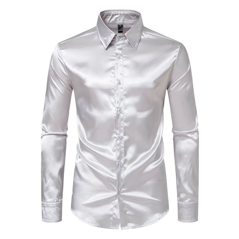 Herren-Hemd aus schwarzem Sati – Mens Satin Silk Dress Shirt Bewertung und Preis