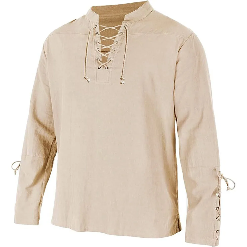 Herren Langarmshirts Schnürung – Medieval Gothic Lace Up Pirate Shirt Bewertung und Preis