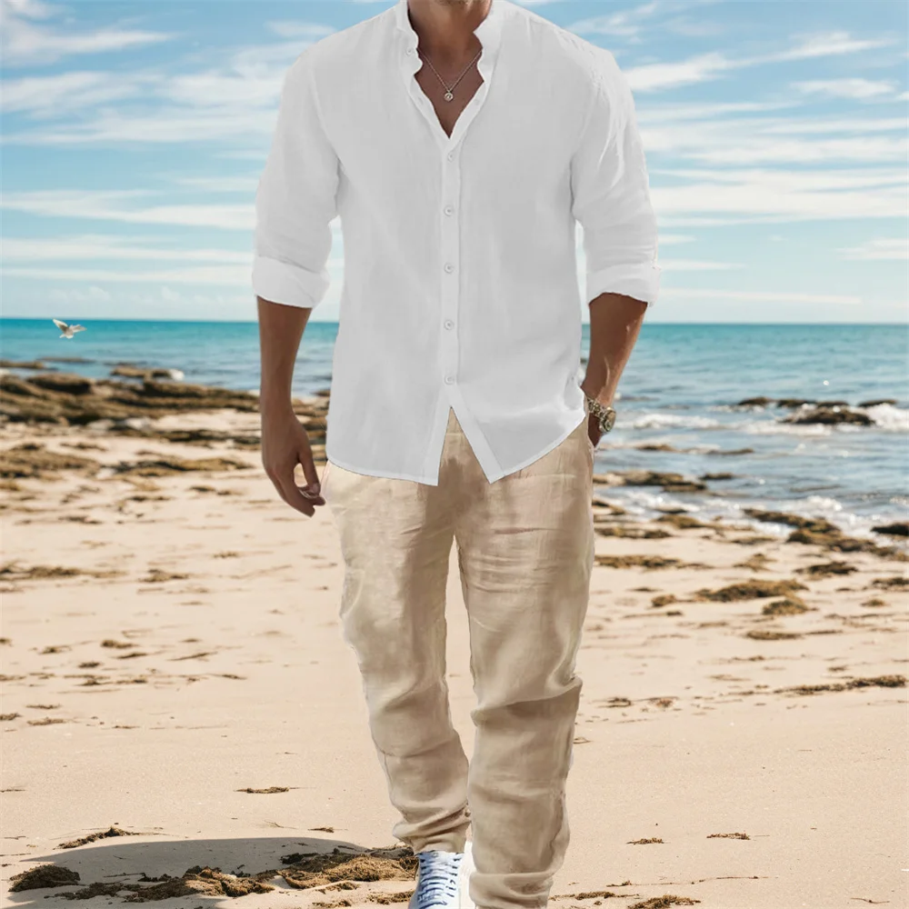 Herren-Hemden-Sets aus Baumwol – Mens Linen Shirt Long Sleeve Bewertung und Preis
