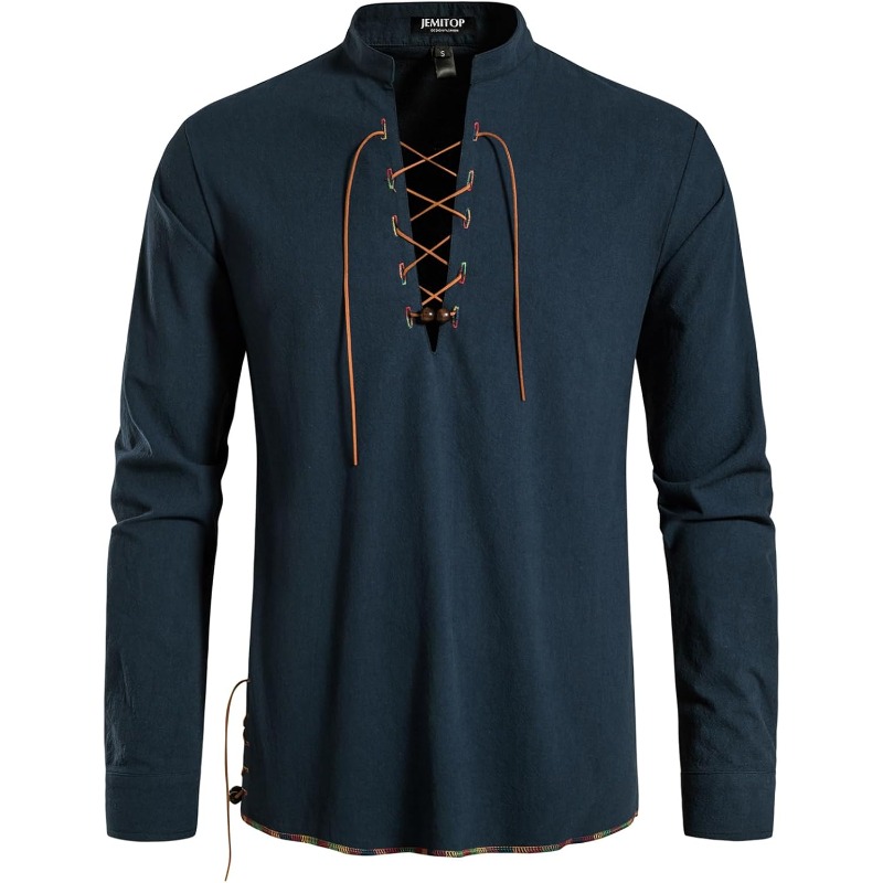 Herren-Piratenhemd, Wikinger,  – Medieval Gothic Lace Up Pirate Shirt Bewertung und Preis