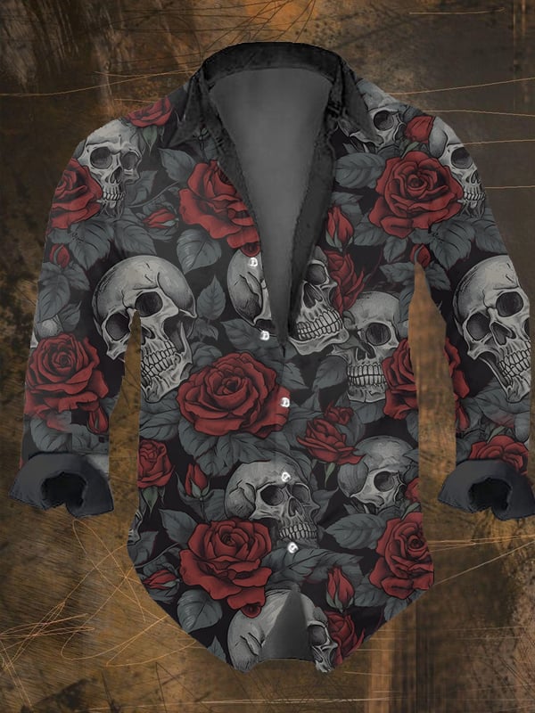 Halloween Herren dunkle Schäde – Vintage Hawaiian Floral Shirt Bewertung und Preis