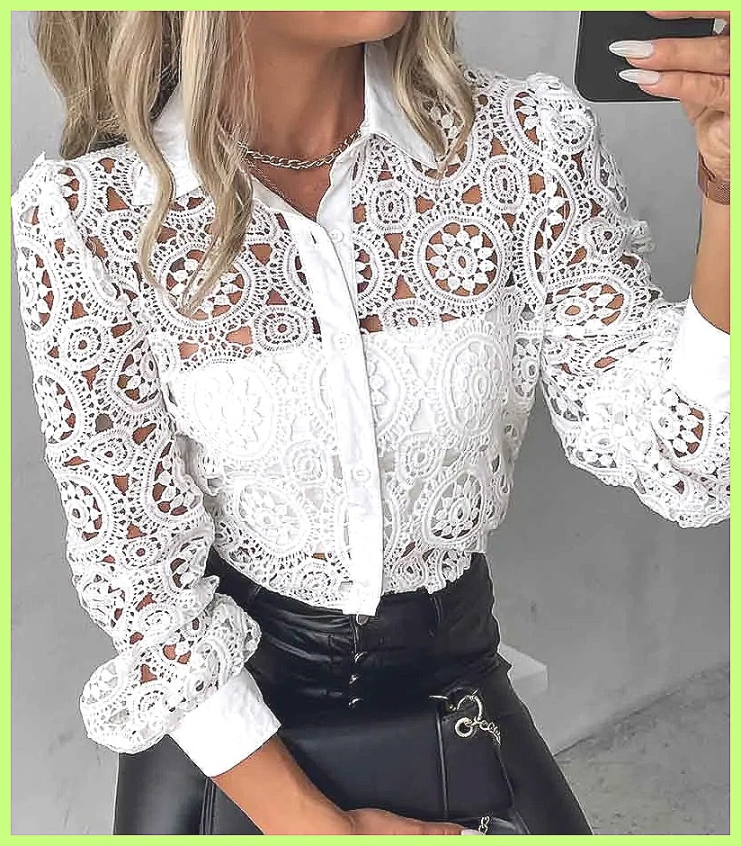 2025 Damen Weiße Spitzenbluse, – Shirts Bewertung und Preis