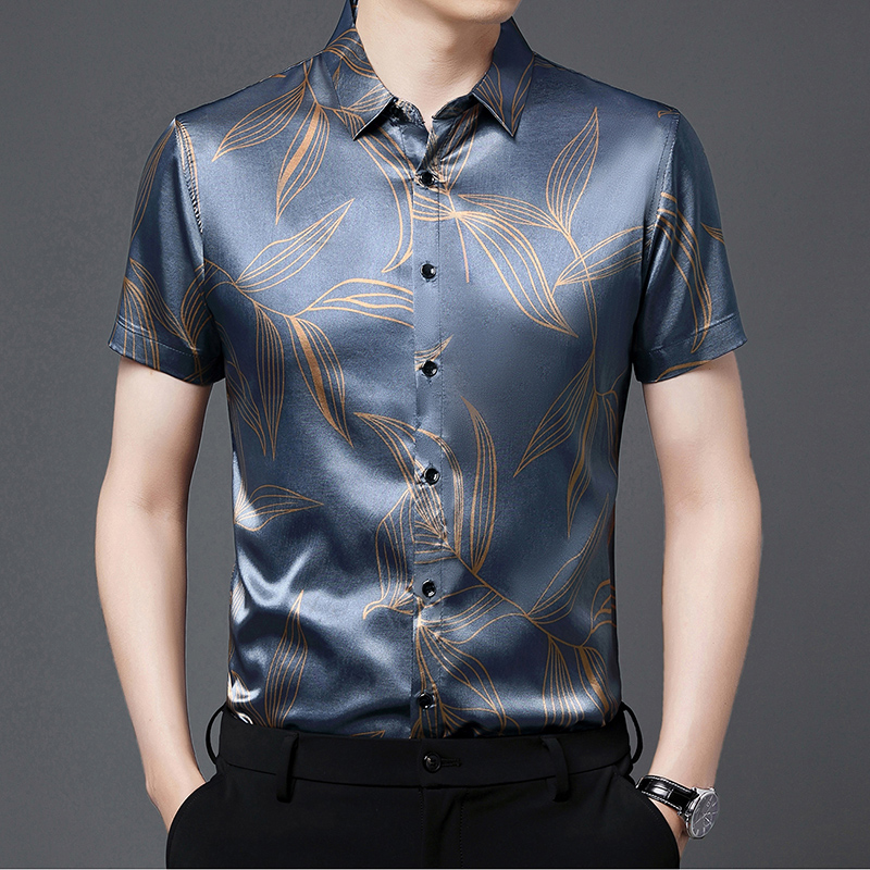 Sommer 2022 männer Seide Kleid – Mens Satin Silk Dress Shirt Bewertung und Preis