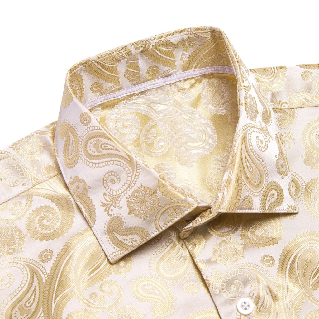 Hi-Tie Gold Beige Elfenbein Ch – Mens Satin Silk Dress Shirt Bewertung und Preis