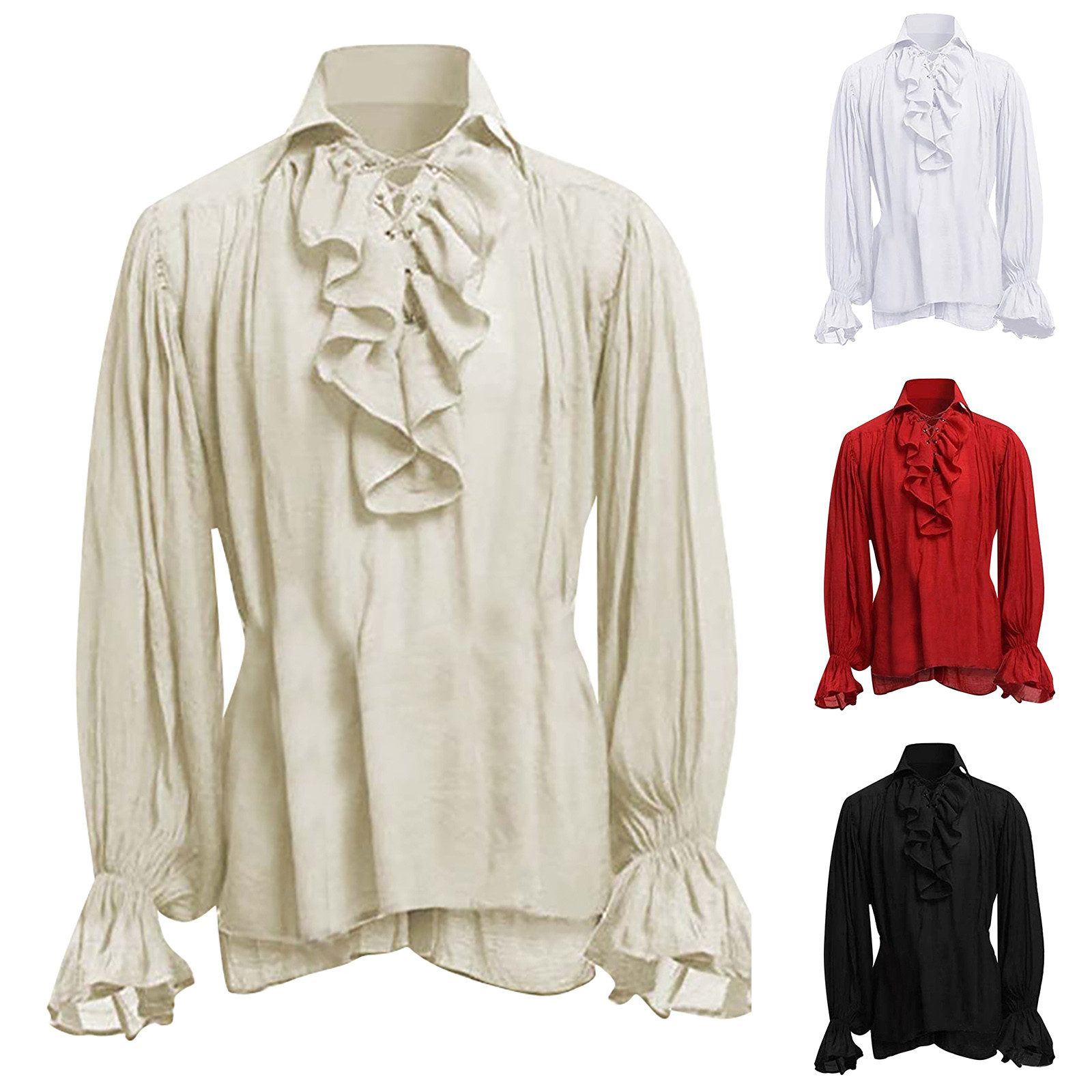 Herren Halloween Lace Up Pirat – Medieval Gothic Lace Up Pirate Shirt Bewertung und Preis