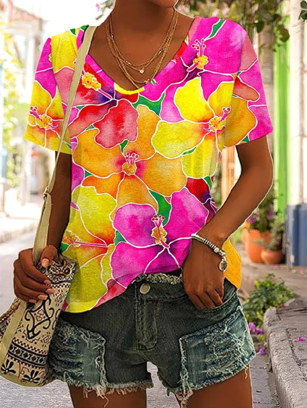 Sommer Damen T-Shirt mit Blume – Vintage Hawaiian Floral Shirt Bewertung und Preis
