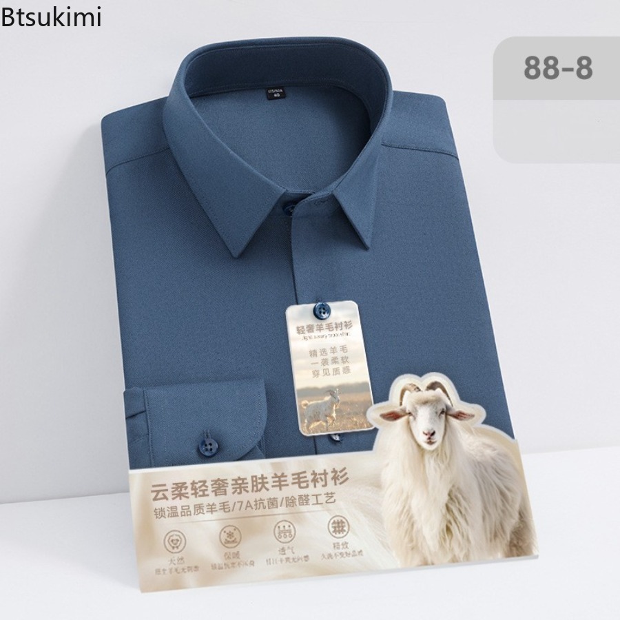 Neue hochwertige Woll-Modal-La – Mandarin Collar Formal Shirt Slim Fit Bewertung und Preis