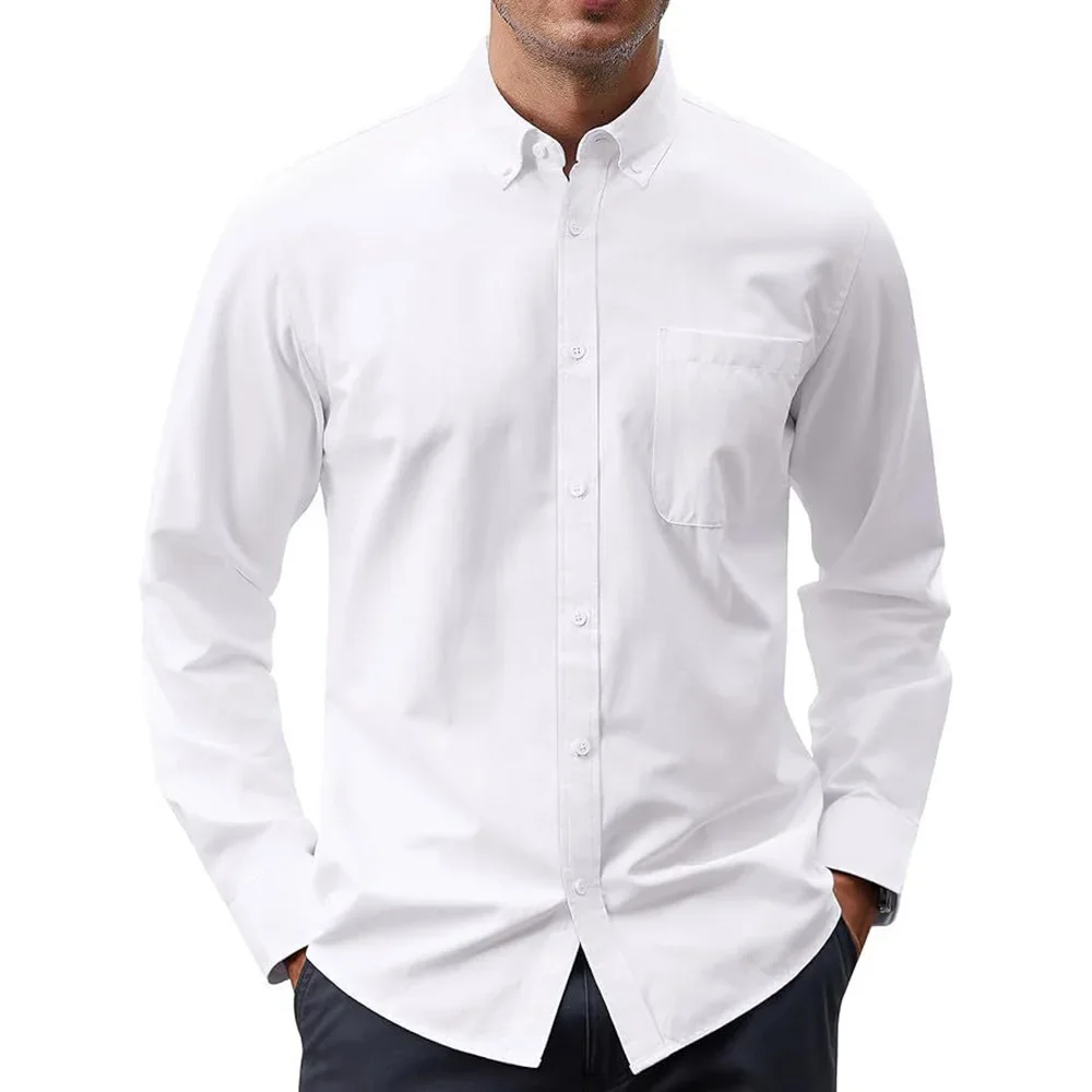 Herren-Langarmhemden, einfarbi – Oxford Cotton Casual Shirt Business Bewertung und Preis